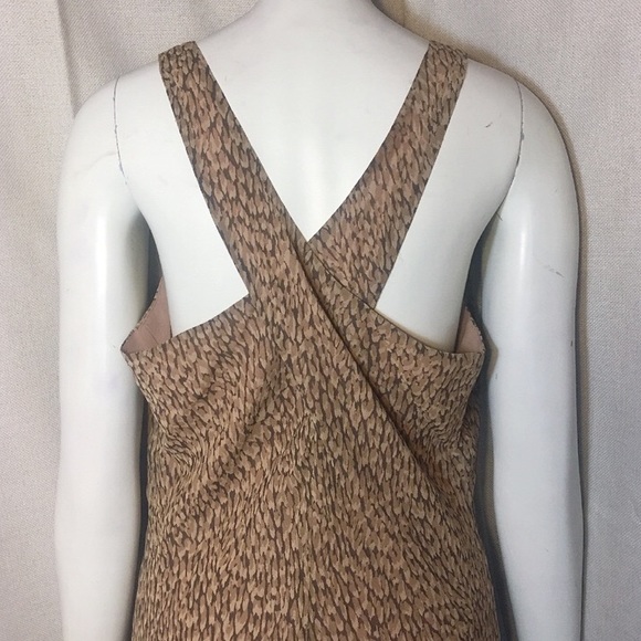 Ann Taylor VTG 90s 30s Silk Slip Brown Print Dress - Picture 4 of 7